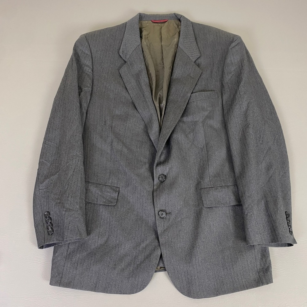 Hart Schaffner Marx Blazer Sport Coat Men's Size 44R Gray Herringbone‎